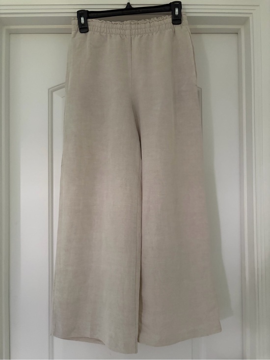 H&M Pants - H&M Light Beige Wide-Leg Linen-Blend Melange Pants XS